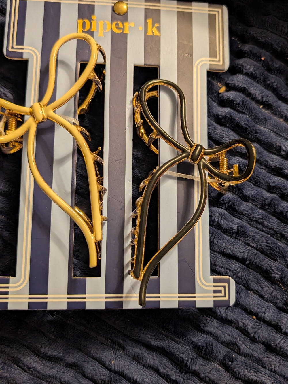 Piper Gold and Black Bow Hair Clip Pair